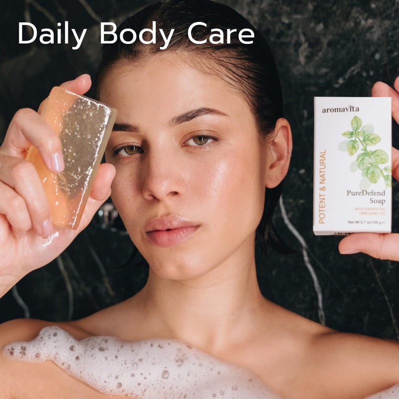 AROMAVITA Oil of Oregano Bar - Natural Plant Therapy Hand Soap & Body Wash Oregano Oil Extract Soap - Topical Skin Cleanser Soap Bar - for Acne, Eczema, Foot and Nail Problems, 2-pack - Image 2